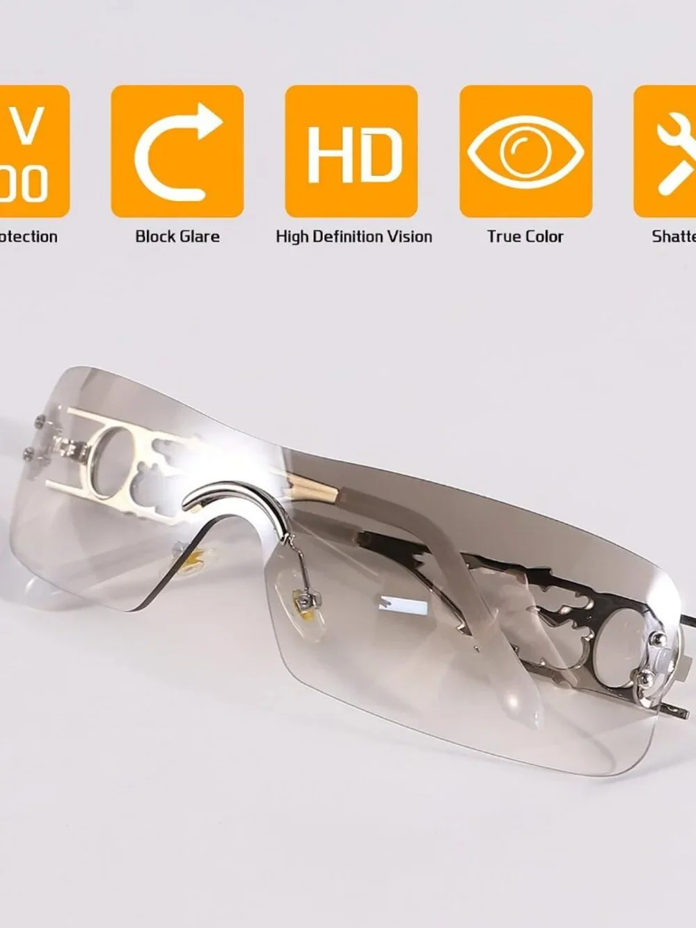 Fashion-Forward Y2K Sunglasses - Gradient Rimless Design for Festivals & Travel